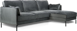 Furntastik Feltre 3 zits bank CL rechts, stof Fashion Velvet, donkergrijs