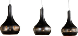 Furntastik Hanglamp, 3-lichts, H340 zwart