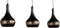 Furntastik Hanglamp, 3-lichts, H340 zwart
