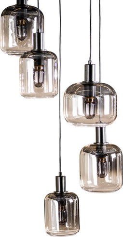 Furntastik Hanglamp, 5-lichts, H340 smoke glas