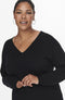 ONLY CARMAKOMA CARESLY LS V-NECK KNEE DRESS - Gebreide rib jurk met V-hals en lange mouwen - Maat M-46/48