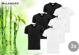 Milanoro - 3 zachte bamboe T-shirts - Wit - Ronde hals - M