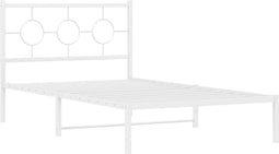 vidaXL - Bedframe - met - hoofdbord - metaal - wit - 107x203 - cm