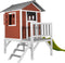 AXI Beach Lodge XL Speelhuis in Rood - Met Verdieping en Limoen Groene Glijbaan - Speelhuisje voor de tuin / buiten - FSC hout - Speeltoestel voor kinderen