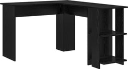 vidaXL - Hoekbureau - met - Opbergruimte - Zwart - Eik - 140x113,5x75cm