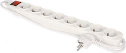 Perel Stekkerdoos met schakelaar, overbelastingsbeveiliging, 8 stopcontacten met penaarde (type E), kabel 1.5 m, 3G1.5, gebruik binnenshuis, wit