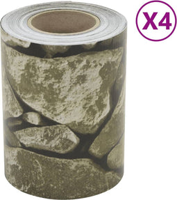 vidaXL - Tuinscherm - 4 - st - steenpatroon - 35x0,19 - m - PVC - grijs