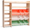 WonderMind Montessori Speelgoedkast - Massief 100% Hout - 9 Opslagbakken & Boekenplanken - W116 × H112 × D30cm