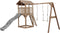 AXI Beach Tower Speeltoestel in Bruin - Speeltoren met Dubbele Schommel, Grijze Glijbaan en Zandbak - FSC hout - Speelhuis op palen voor de tuin