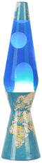 i-Total Lavalamp - Lava Lamp - Sfeerlamp - 40x11 cm - Glas/Aluminium - 30W - Blauwe Kaart - XL1778