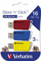 Verbatim Store 'n' Click - USB-stick 16GB - USB 3.2 Gen 1 - Blauw/Rood (3 stuks)