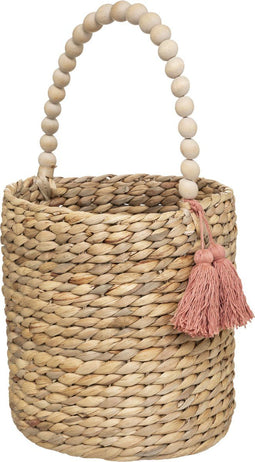 Atmosphera opberger Carmen roze - Hyacint - Met parels en flosje - Dia 23,5 cm H 44 cm