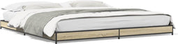 vidaXL - Bedframe - bewerkt - hout - metaal - sonoma - eikenkleurig - 200x200 - cm