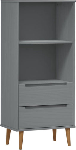 vidaXL - Boekenkast - MOLDE - 60x35x133,5 - cm - massief - grenenhout - grijs
