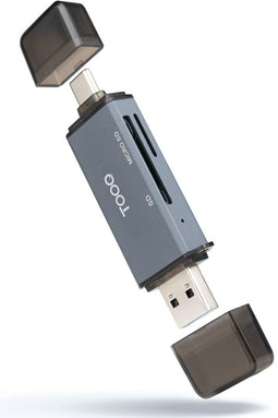 TooQ TQR-3001G - Geheugenkaartlezer - 2x USB 3.2 - Grijs