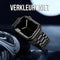 Podec Smartwatch RVS Strap - Vintage Lederen Band - Geschikt voor Apple Watch Series 1 t/m 9 & SE - Zwart