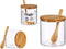 Suikerkom / suikerpotje glas met bamboe houten lepel en deksel 520 ML