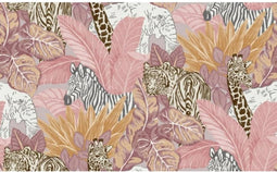 Noordwand - Good - Vibes - Behang - Jungle - Animals - roze - en - oranje