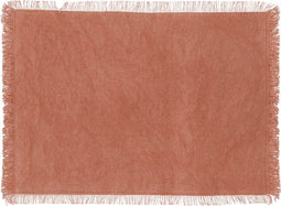 Secret de Gourmet Maha Placemat katoen met franjes - Set van 4 stuks - 45x30cm - Terra