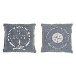 Kussen DKD Home Decor Blauw Wit Franjes Mediterrane Navy 45 x 10 x 45 cm (2 Stuks)