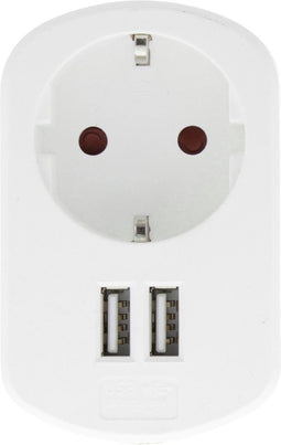 Scanpart stekker - Doorvoerstekker met 2 USB A poorten - Wit