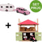 Kids Globe SET Kids-Globe-hooiberg-hout-met-berging+ volvo met caravan