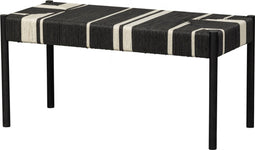 WOOOD Jessy Bankje - Mangohout/Koord - Zwart/Wit - 44x90x40