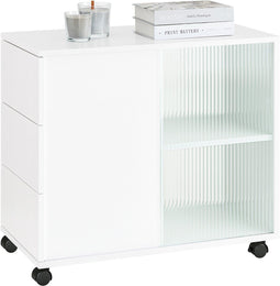 SoBuy FBT141-W - Bijzettafel - 3 laden - Wit