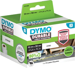 DYMO originele Duurzame LabelWriter labels | 59 mm x 190 mm | Witte Poly | 170 grote zelfklevende etiketten | Stevige labels voor de LabelWriter labelprinters