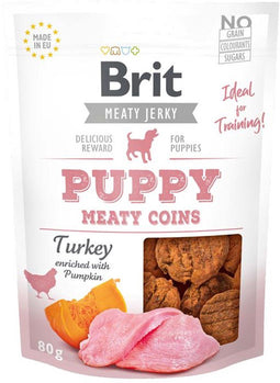 Brit Hondensnack Meaty Jerky Munten 12x80g Puppy - Kalkoen