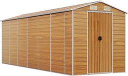 vidaXL - Tuinschuur - 191x555x198 - cm - gegalvaniseerd - staal - lichtbruin