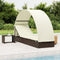 vidaXL - Ligbed - met - rond - dak - 211x57x140 - cm - poly - rattan - bruin