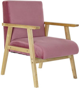 Armstoel DKD Home Decor Roze Polyester Hout MDF (61 x 63 x 77 cm)