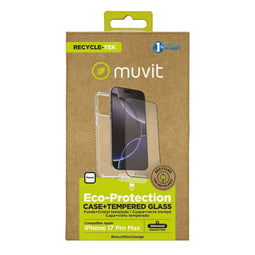 Muvit for Change iPhone 17 Pro Max - Telefoonhoes en schermbeschermer - Bescherming tegen krassen - Transparant