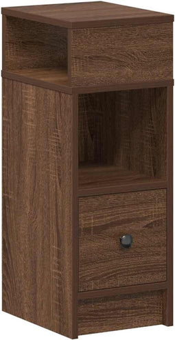 vidaXL - Nachtkastje - met - lade - 25x31x66 - cm - bruin - eikenkleurig
