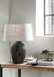 MUST Living Table lamp Craft BLACK,62xØ45 cm, linen natural shade