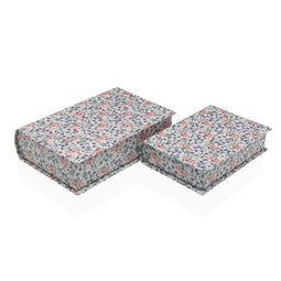 Decoratieve Doos Versa Canvas Hout MDF Blommor Boek