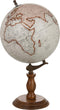 J-Line wereldbol Op Voet - hout - wit/naturel - large