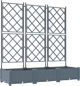 vidaXL - Tuinbak - met - Trellis - 3 - stuks - Lichtgrijs - 120x40x125,5 - cm