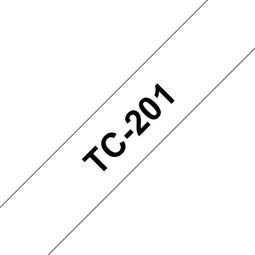 Brother TC-201 - Labeltape - 12mm breed - Zwart op wit - 7,7m (1 stuk)