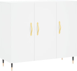 vidaXL - Dressoir - 90x34x80 - cm - bewerkt - hout - wit
