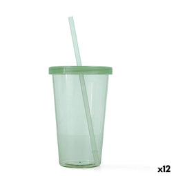 Quid Quidate Beker met Rietje - Plastic 475 ml - BPA-vrij - Groen (12 stuks)