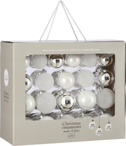 House of Seasons Kerstballen Set - 42 Stuks - Ø5-7 cm - Glas - Wit (42 stuks)