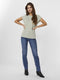 Vero Moda VMLAVA PLAIN SS TOP LUREX STRIP GA NOOS - Dames T-shirt - Kaki groen - Maat XS