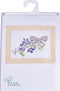 Thea Gouverneur - Borduurpakket met telpatroon - 438 - Voorgesorteerde DMC Garens - Vlinder Blauwe Clematis - Linnen - 29 cm x 18 cm - DIY Kit