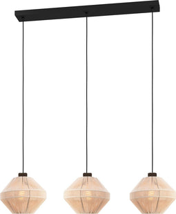 EGLO Midsumer - Hanglamp - 3 x E27 - In hoogte verstelbaar - Zwart/Crème