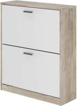 2-DEURS SCHOENENKAST EIKEN-WIT