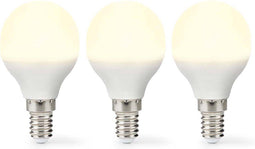 Nedis LED-Lamp E14 - G45 - 4.9 W - 470 lm - 2700 K - Warm Wit - Frosted - 3 Stuks