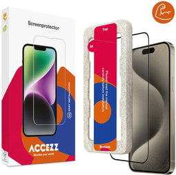 Accezz iPhone 15 Pro - Triple Strong Full Cover Glas Screenprotector - Ultra sterk met bio applicator