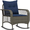 vidaXL - Tuinschommelstoel - met - kussens - poly - rattan - grijs
